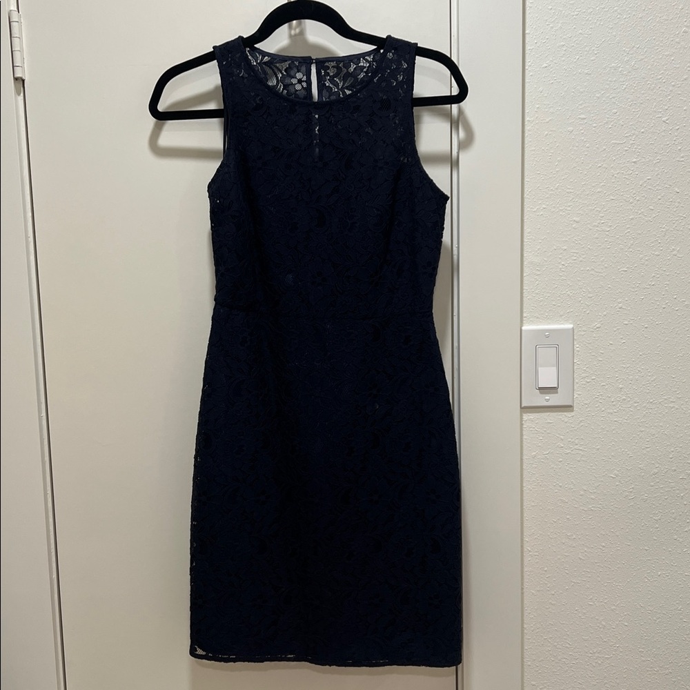 JCrew Navy Lace Sheath Dress Size 0